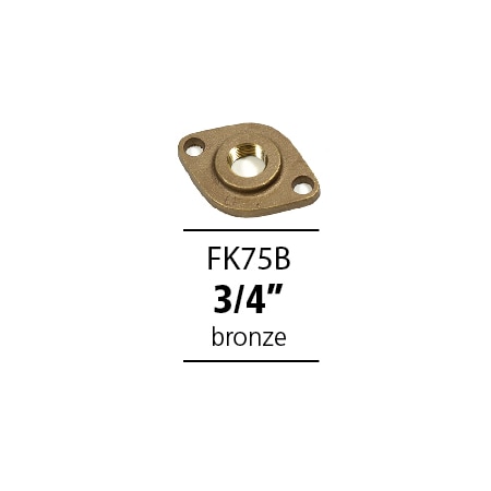 Aquamotion 3/4" Brass/Bronze Flange Kit W/ 2 Flanges, 2 Gaskets, 4 Screws, 4 Bolts FK75B